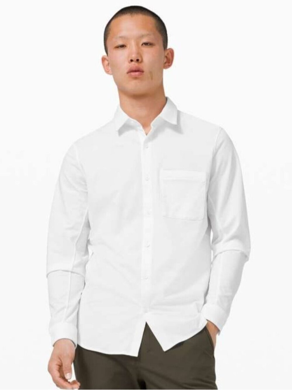 Lululemon White Stretch Commission Long Sleeve Shirt